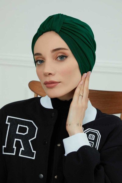 Laura - Donkergroen Katoen Turban