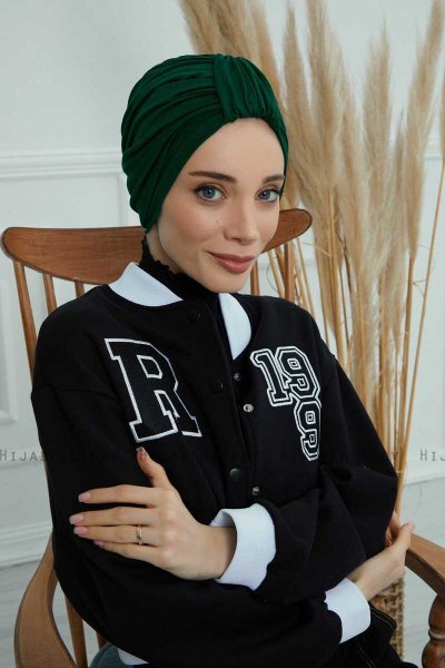 Laura - Donkergroen Katoen Turban