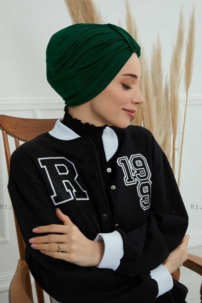 Laura - Donkergroen Katoen Turban