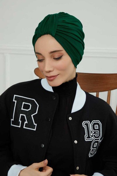 Laura - Donkergroen Katoen Turban