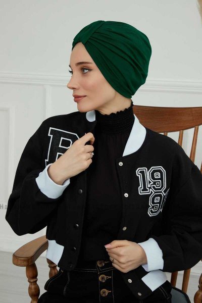 Laura - Donkergroen Katoen Turban