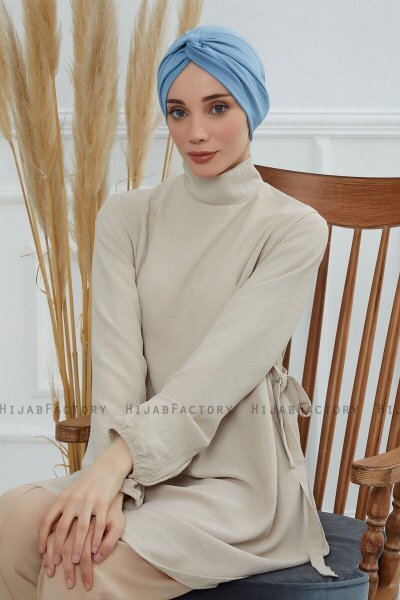 Astrid - Sky Blue Katoen Turban