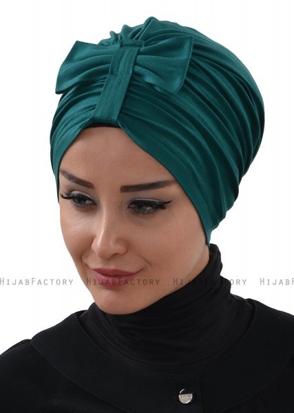Agnes - Donkergroen Katoen Turban - Ayse Turban