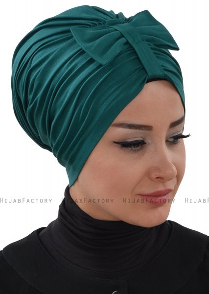 Agnes - Donkergroen Katoen Turban - Ayse Turban