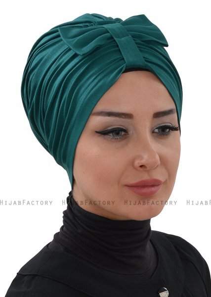 Agnes - Donkergroen Katoen Turban - Ayse Turban