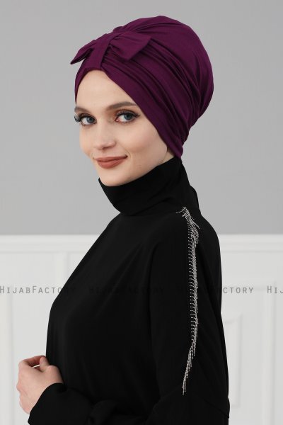 Agnes - Purper Katoen Turban - Ayse Turban