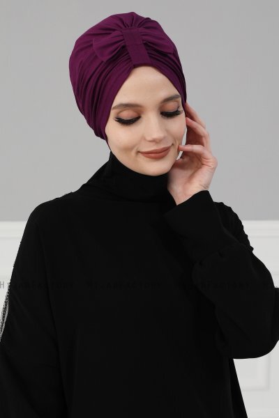 Agnes - Purper Katoen Turban - Ayse Turban