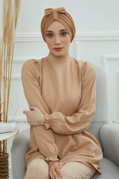 Agnes - Lichtbruin Katoen Turban