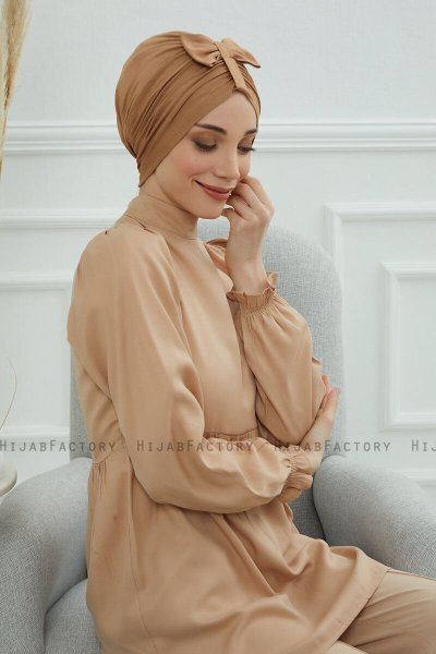 Agnes - Lichtbruin Katoen Turban