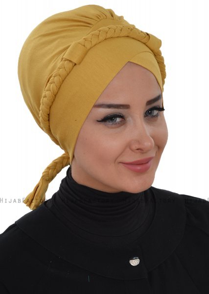 Olivia - Mosterd Katoen Turban - Ayse Turban