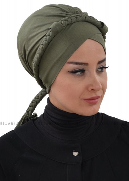 Olivia - Khaki Katoen Turban - Ayse Turban