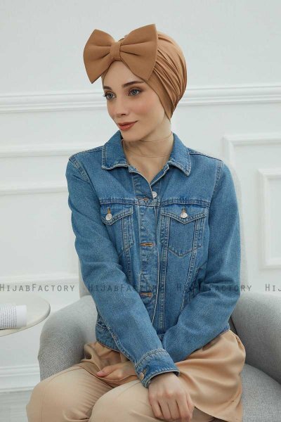 Julia - Lichtbruin Katoen Turban