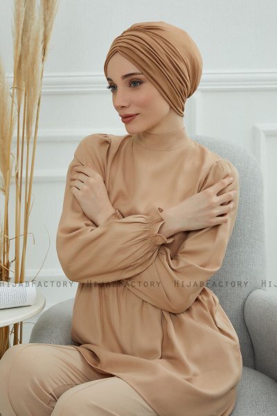 Wilma - Lichtbruin Katoen Turban
