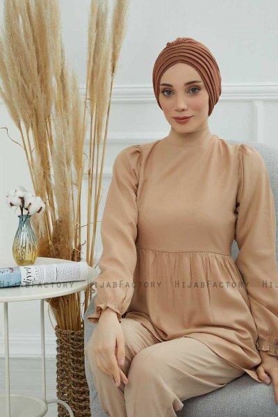 Wilma - Caramel Katoen Turban
