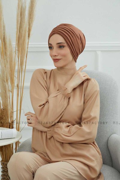 Wilma - Caramel Katoen Turban