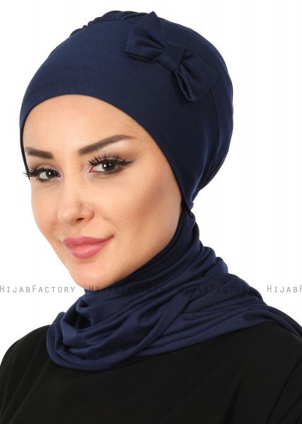 Bianca - Marineblauw Katoen Turban