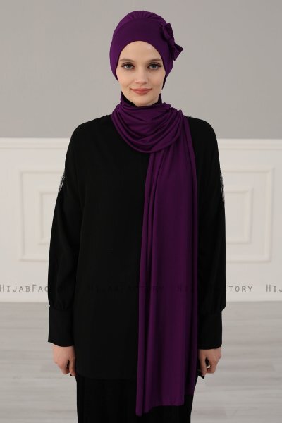 Bianca - Purper Katoen Turban