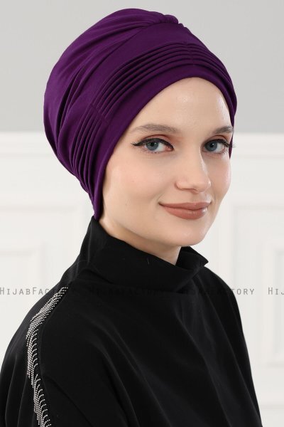 Linda - Purper Katoen Turban - Ayse Turban