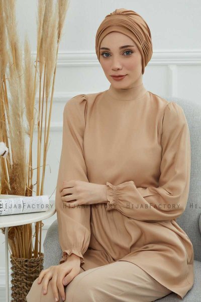 Linda - Lichtbruin Katoen Turban