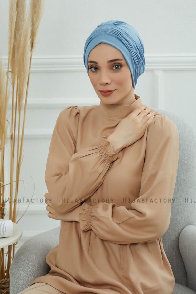 Linda - Sky Blue Katoen Turban