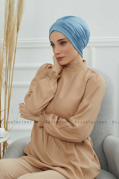 Linda - Sky Blue Katoen Turban