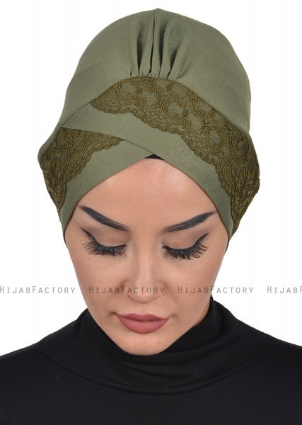 Molly - Khaki Kanten Katoen Turban