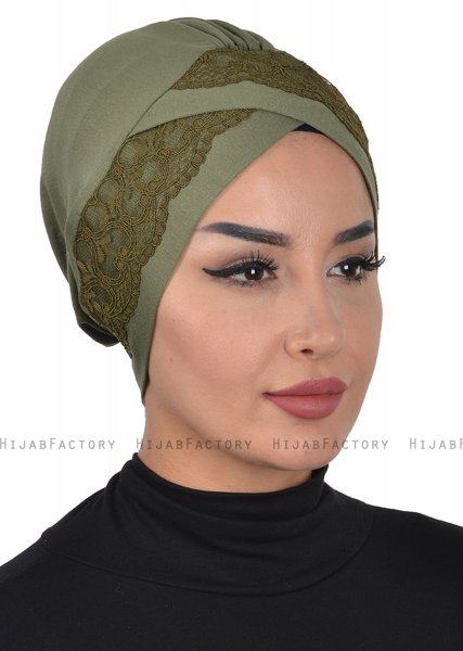Molly - Khaki Kanten Katoen Turban