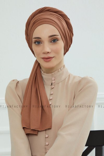 Rebecca - Caramel Katoen Turban