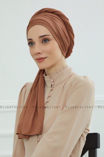 Rebecca - Caramel Katoen Turban