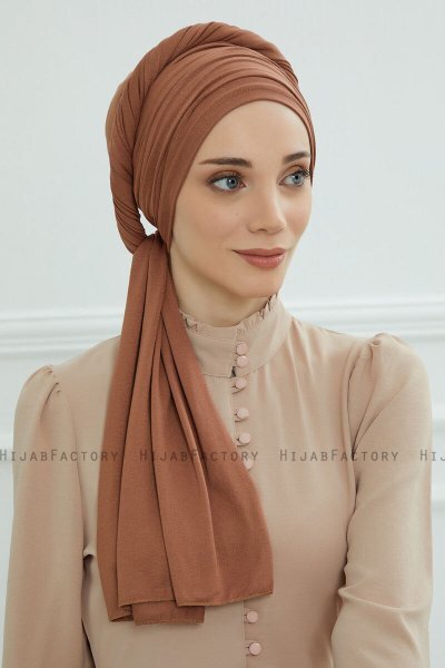 Rebecca - Caramel Katoen Turban