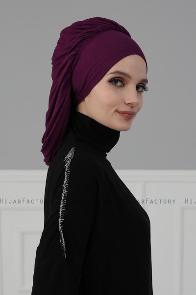Isabella - Purper Katoen Turban - Ayse Turban