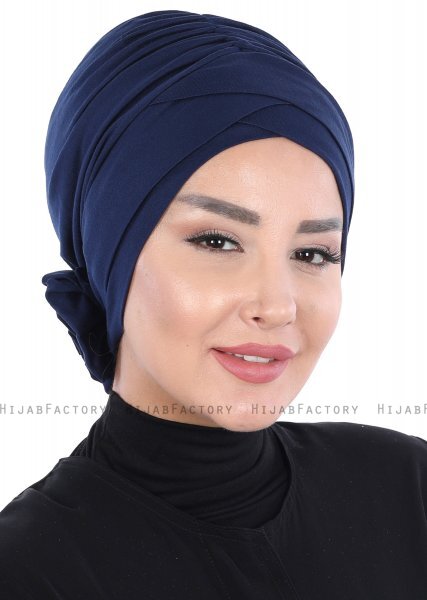 Elisabeth - Marineblauw Katoen Turban