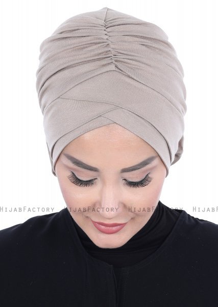 Elisabeth - Taupe Katoen Turban