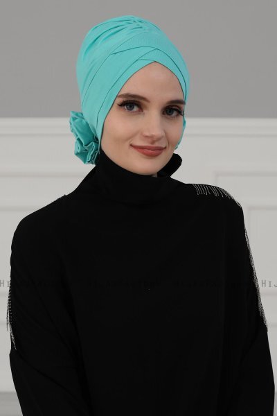 Elisabeth - Turkoois Katoen Turban