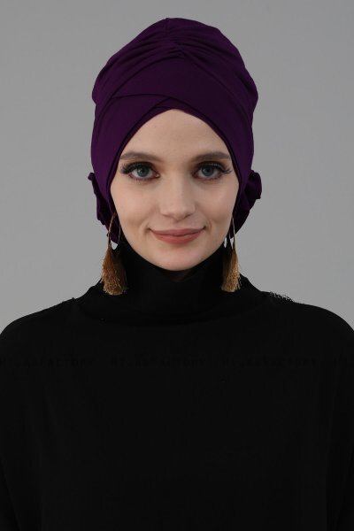 Elisabeth - Purper Katoen Turban