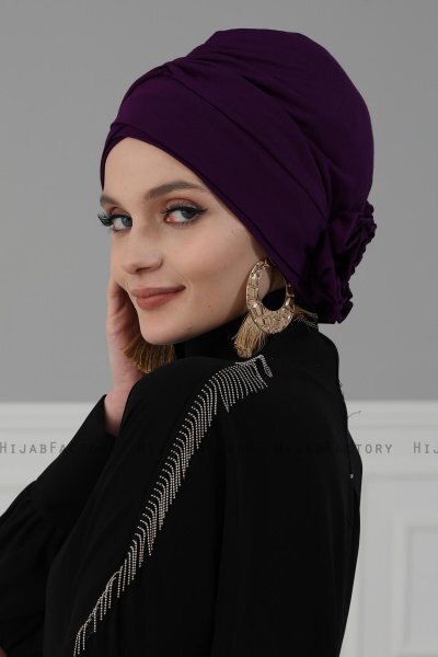 Elisabeth - Purper Katoen Turban