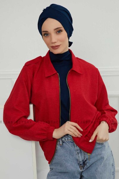 Ellie - Marineblauw Katoen Turban