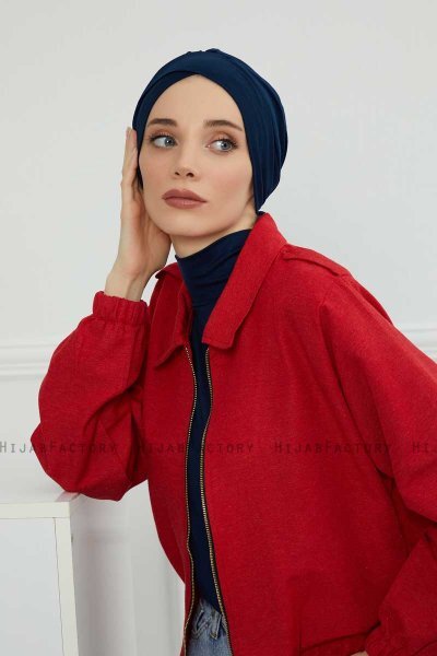 Ellie - Marineblauw Katoen Turban