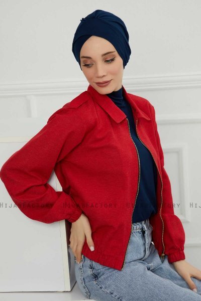 Ellie - Marineblauw Katoen Turban