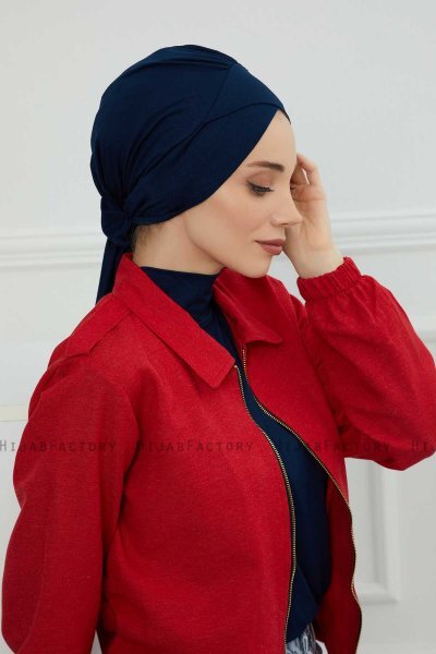 Ellie - Marineblauw Katoen Turban