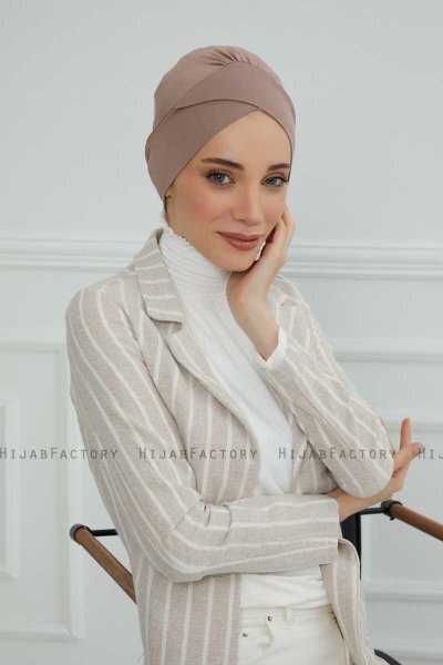 Ellie - Taupe Katoen Turban