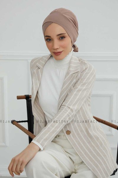 Ellie - Taupe Katoen Turban