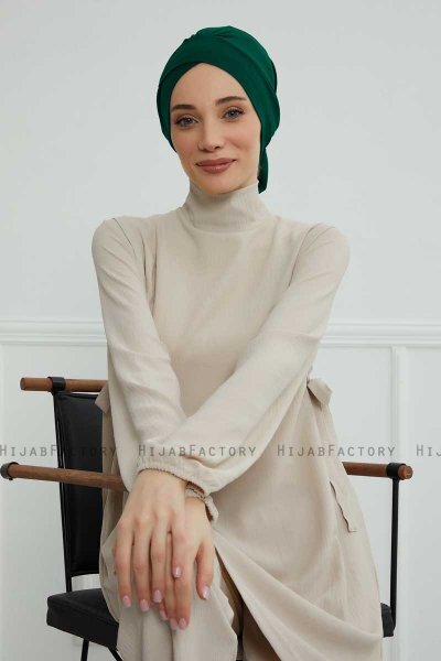 Ellie - Donkergroen Katoen Turban