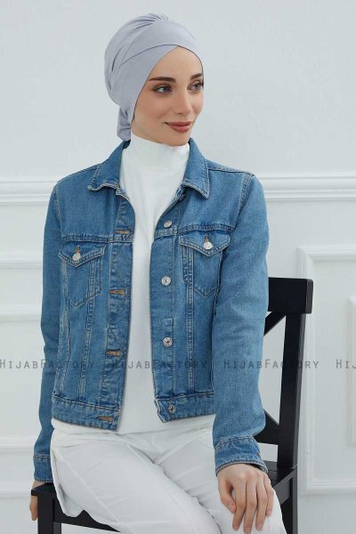 Ellie - Lichtgrijs Katoen Turban