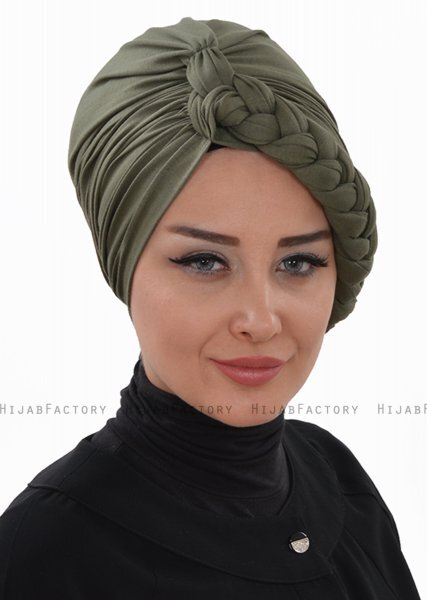 Theresa - Khaki Katoen Turban - Ayse Turban
