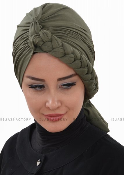 Theresa - Khaki Katoen Turban - Ayse Turban
