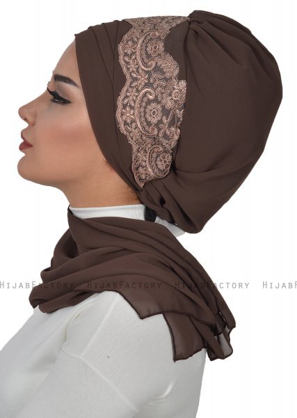 Celine - Bruin Chiffon Turban - Ayse Turban