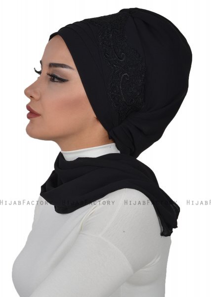 Celine - Zwart Chiffon Turban - Ayse Turban