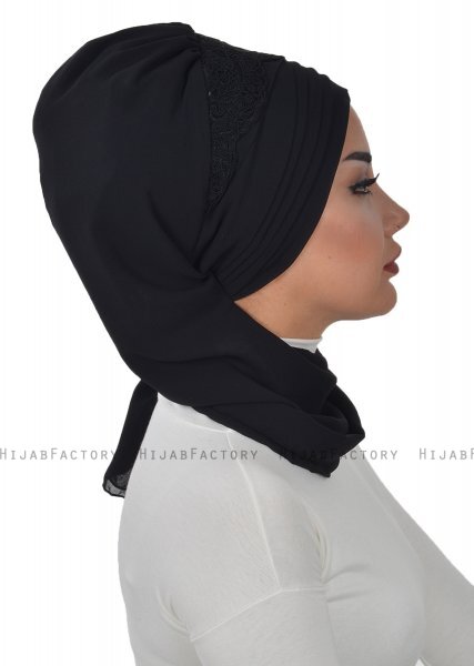 Celine - Zwart Chiffon Turban - Ayse Turban