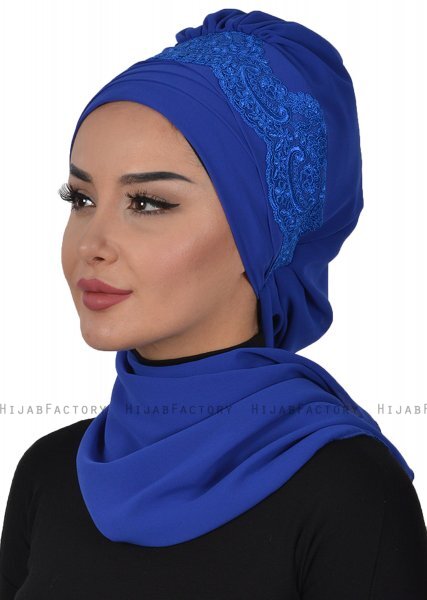 Celine - Blauw Chiffon Turban - Ayse Turban